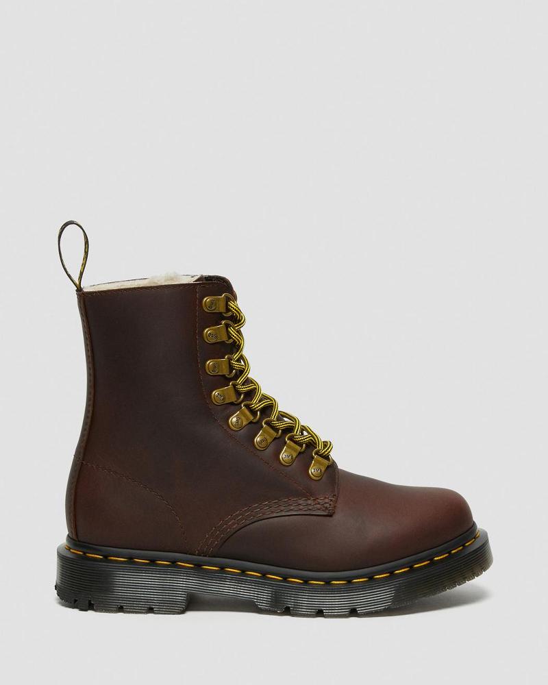 Botas de Invierno Dr Martens 1460 Pascal DM's Wintergrip Cuero Mujer Marrom | MX 50GSO